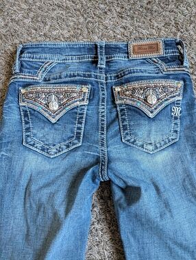 Miss Me Chloe Boot Cut Aztec Embellished 32" Cotton Jeans Women's 26